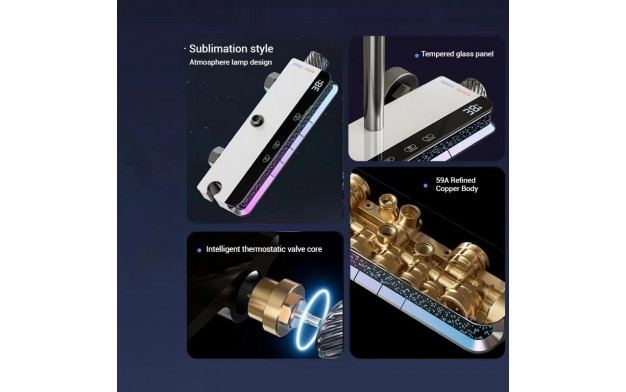 Led Işıklı Beyaz Duş Seti